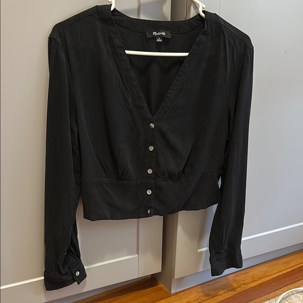 Black V-Neck Button-Up Women's Top by Madewell